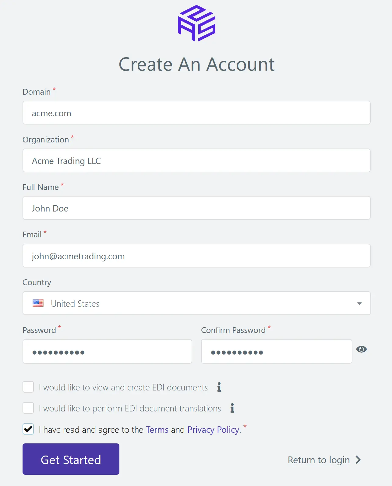 AS2 Gateway Register Page