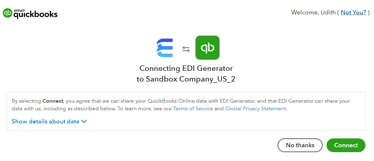 Connect EDI Geneator with QuickBooks Online