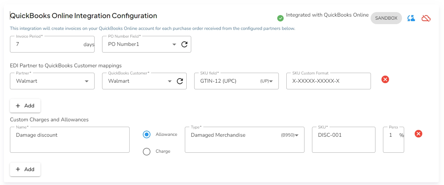 QuickBooks Online Integration Configurations