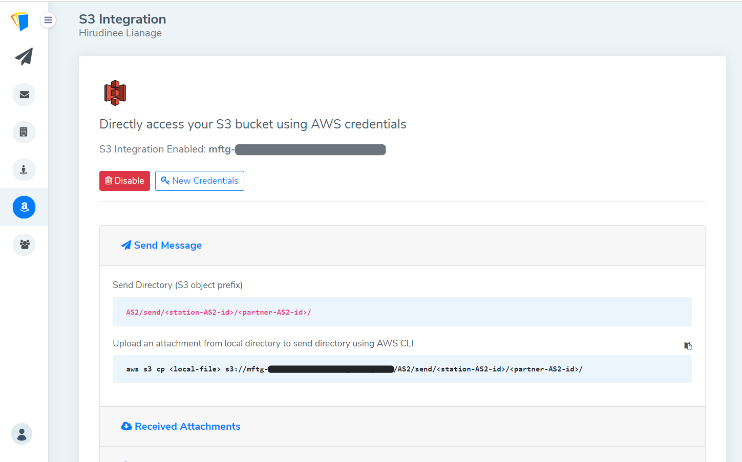 Access your s3 bucket through MFT Gateway