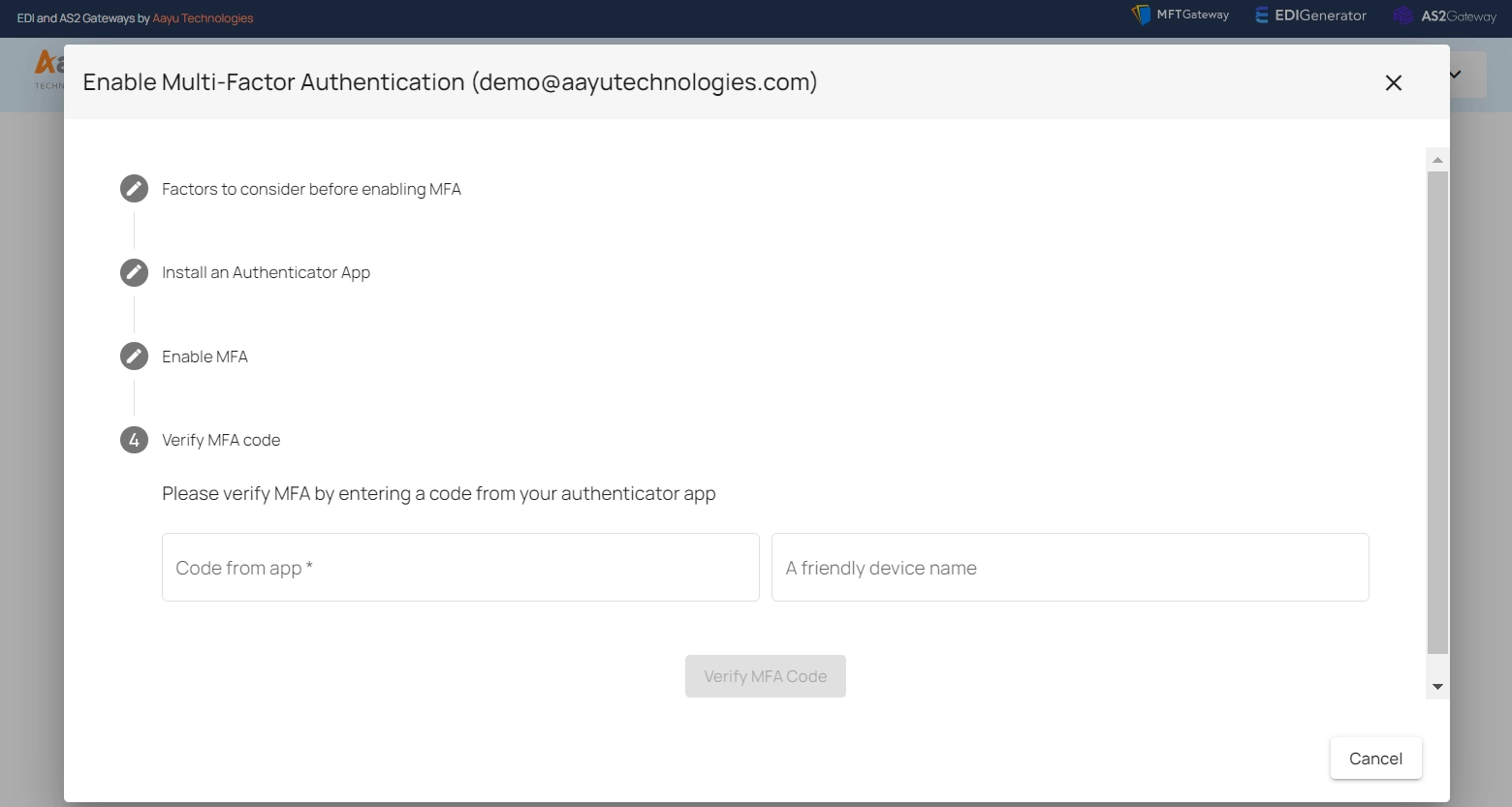 Multi-factor Authentication (MFA) Support