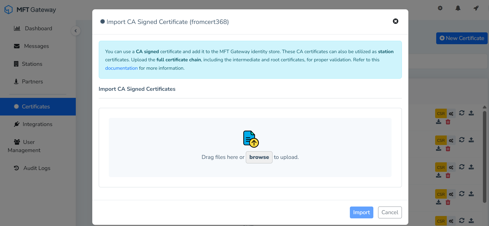 CA-Signed Certificate Import