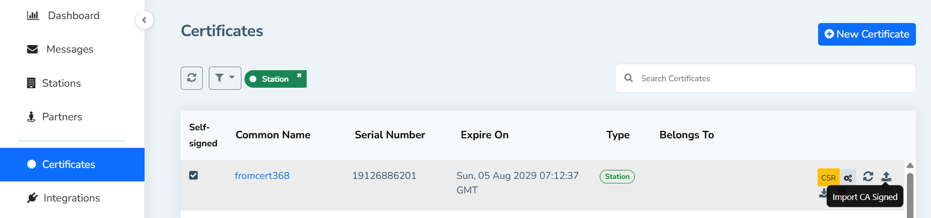 CA-Signed Certificate Import