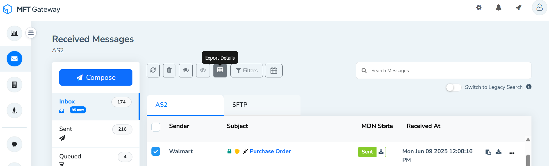 Export Message Details as CSV