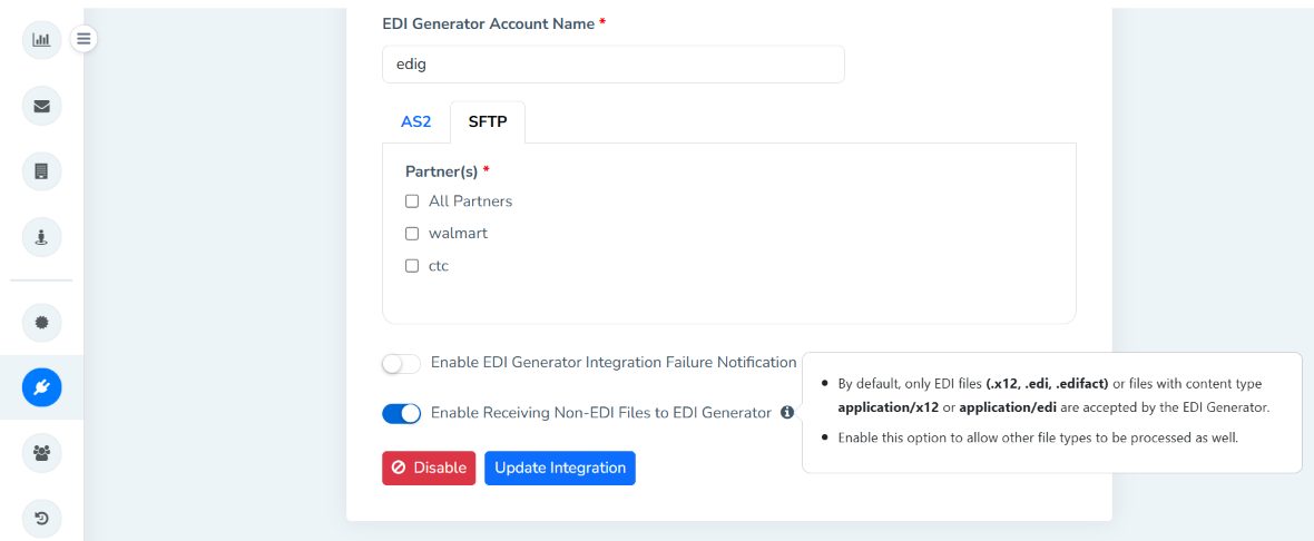 Enable receiving non-EDI files