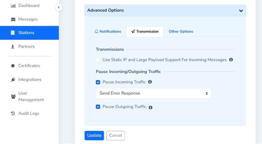 Temporarily disable a station