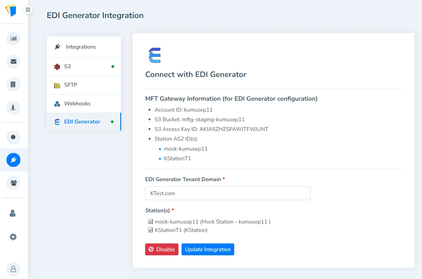 Supporting multiple stations under edi generator integration