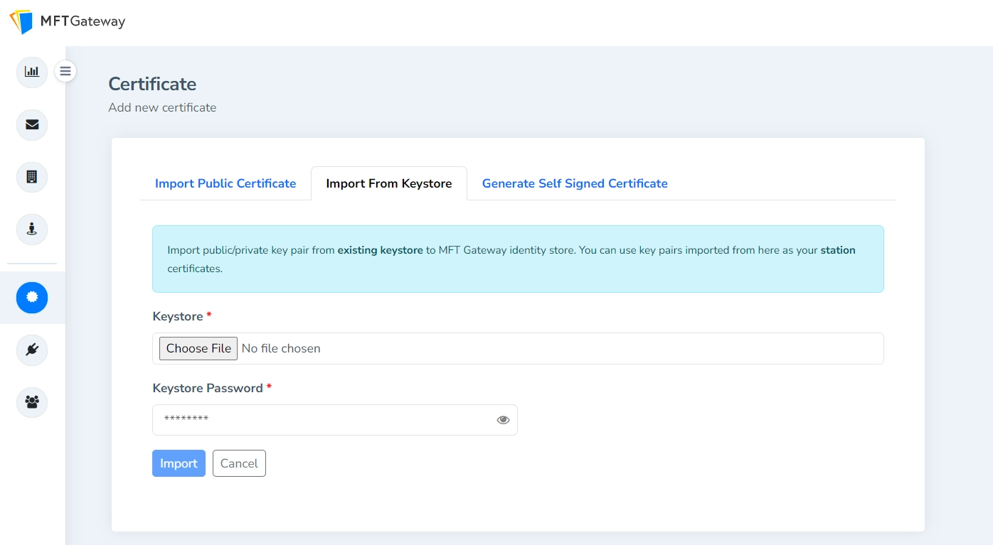 Keystore upload view enhancement