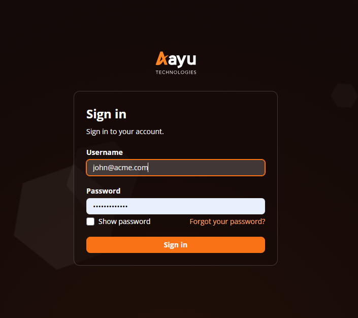Aayu technologies Login