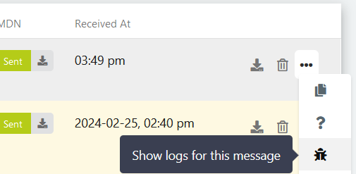 Show logs for this message