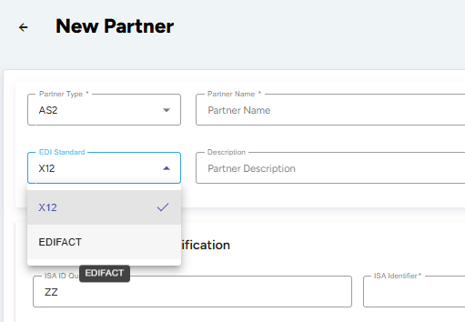 EDIFACT partner configuration