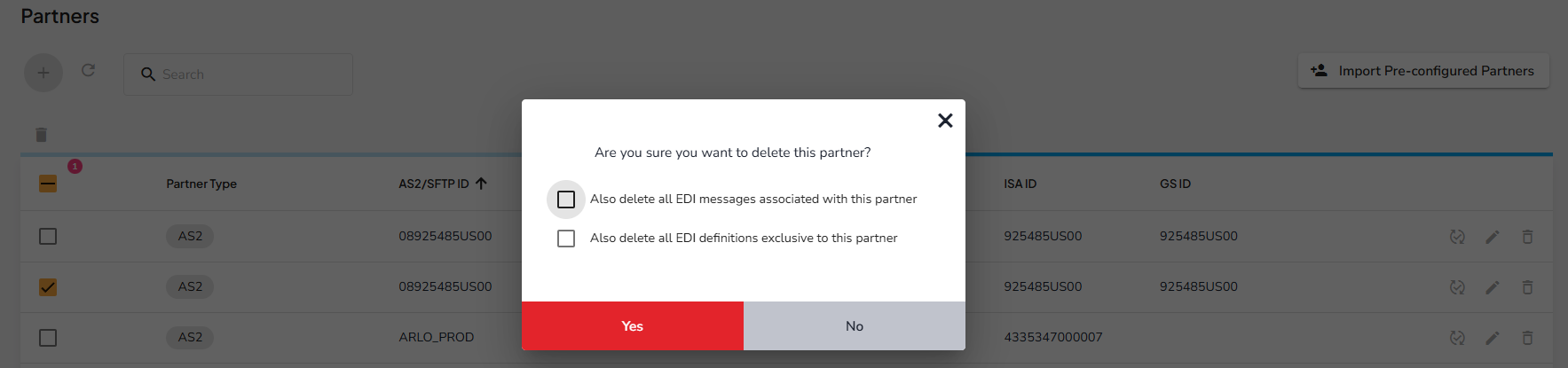 Enhanced Partner Deletion
