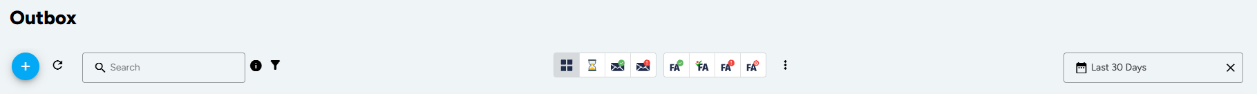 FA status filters in the message list toolbar
