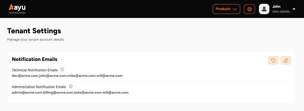 View Tenant Notification Emails