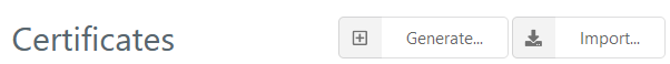 "Import..." button on Certificate Manager page header