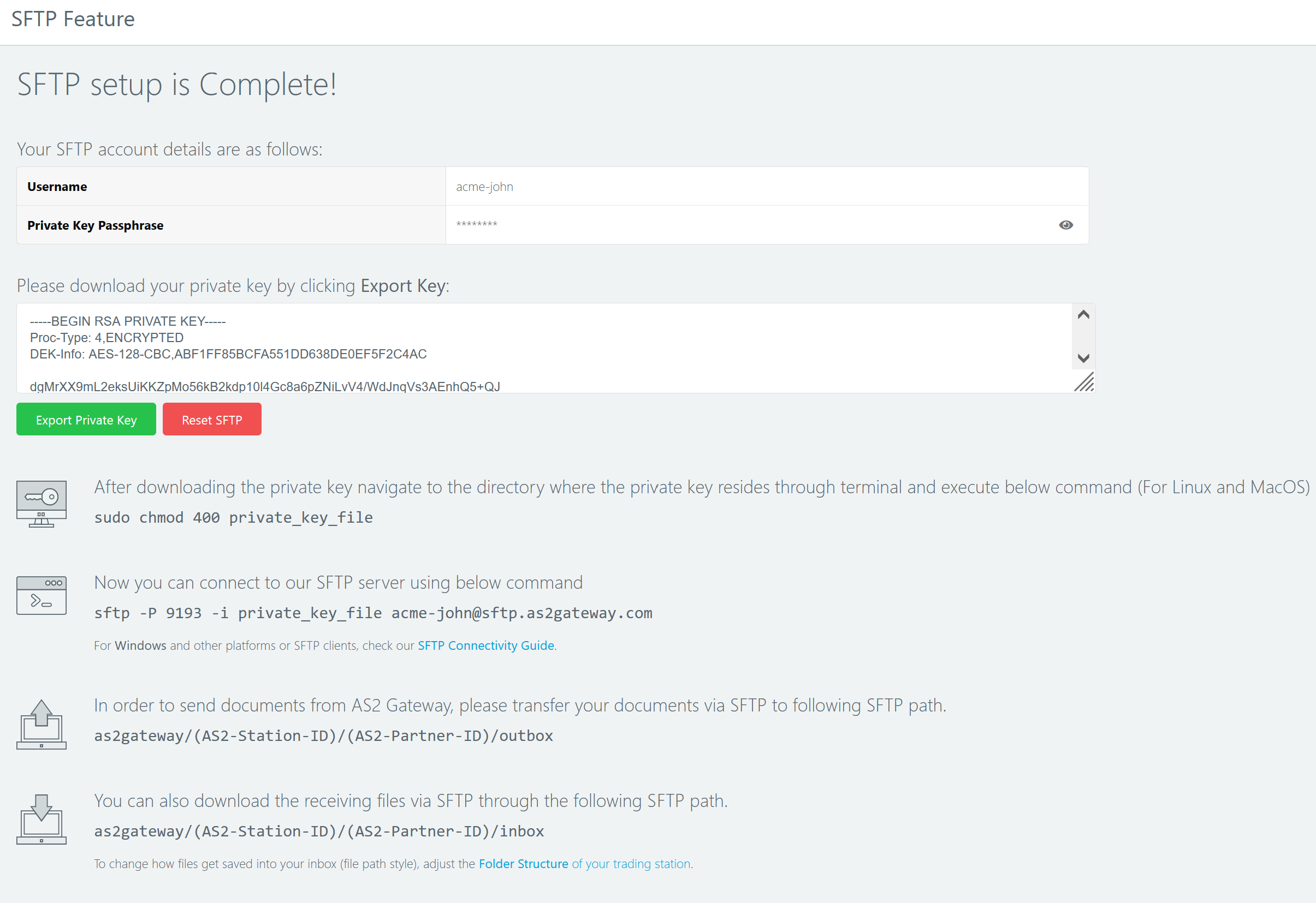 Completed SFTP Integration