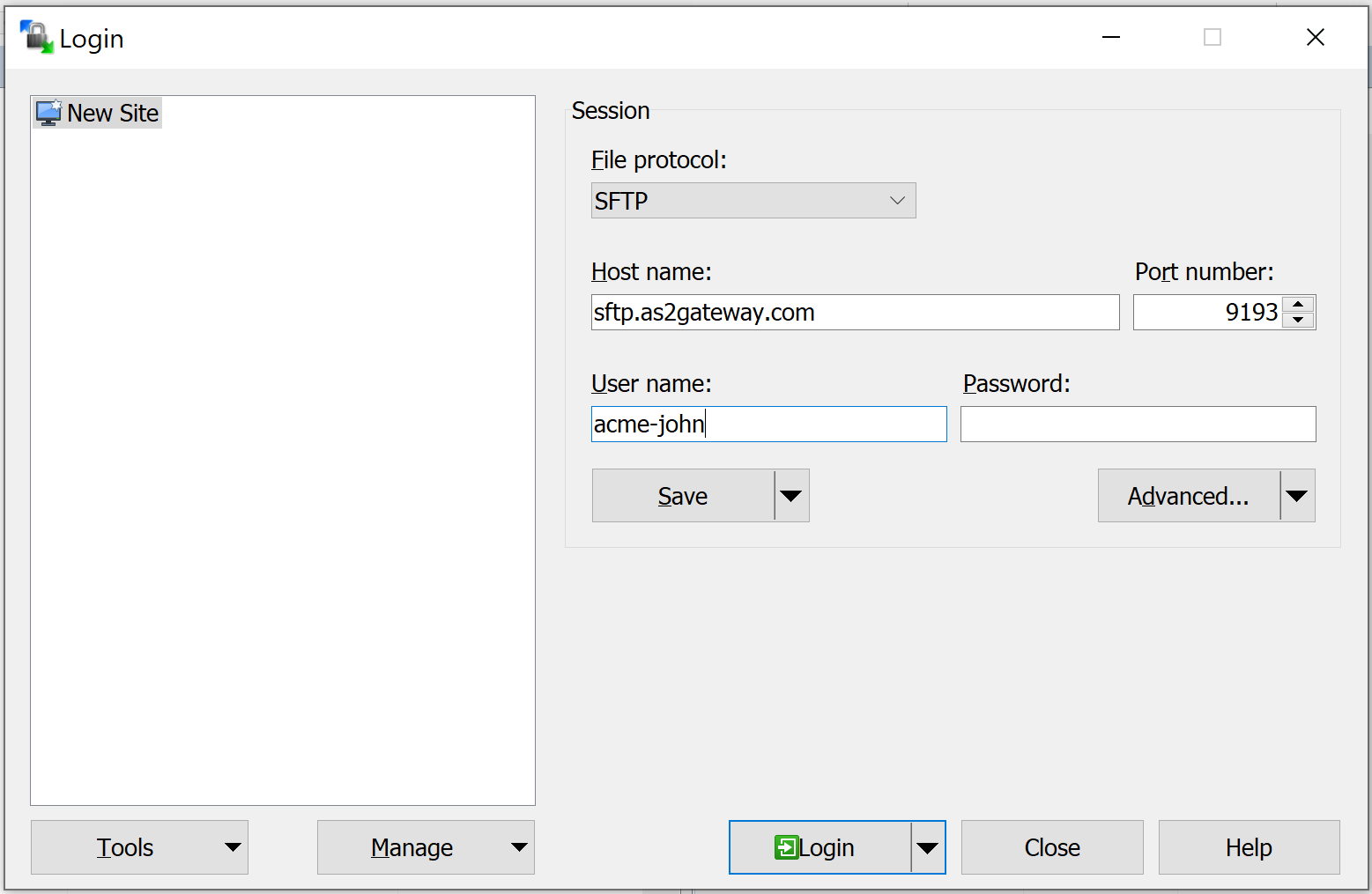 WinSCP Configuration with AS2 Gateway