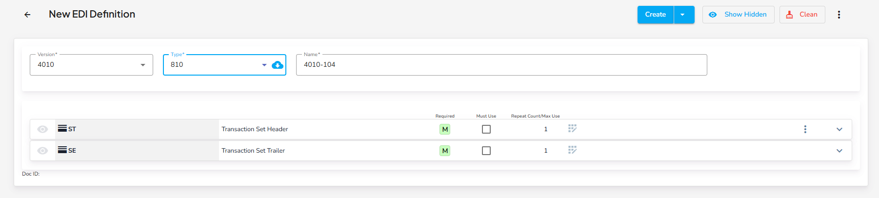 Create EDI Definition