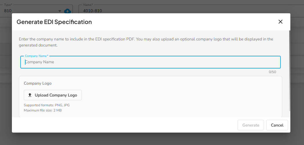 Generate EDI Specification