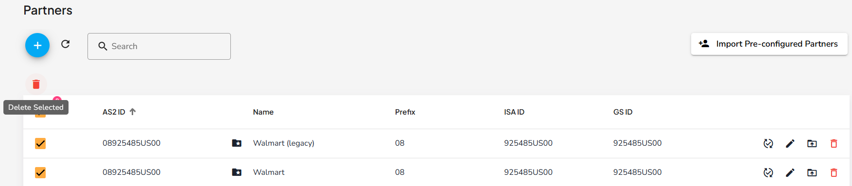Delete Multiple Partners