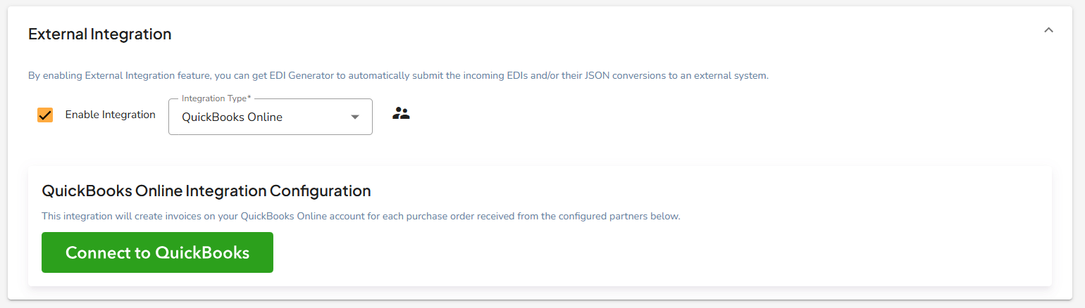 Connect to QuickBooks Option