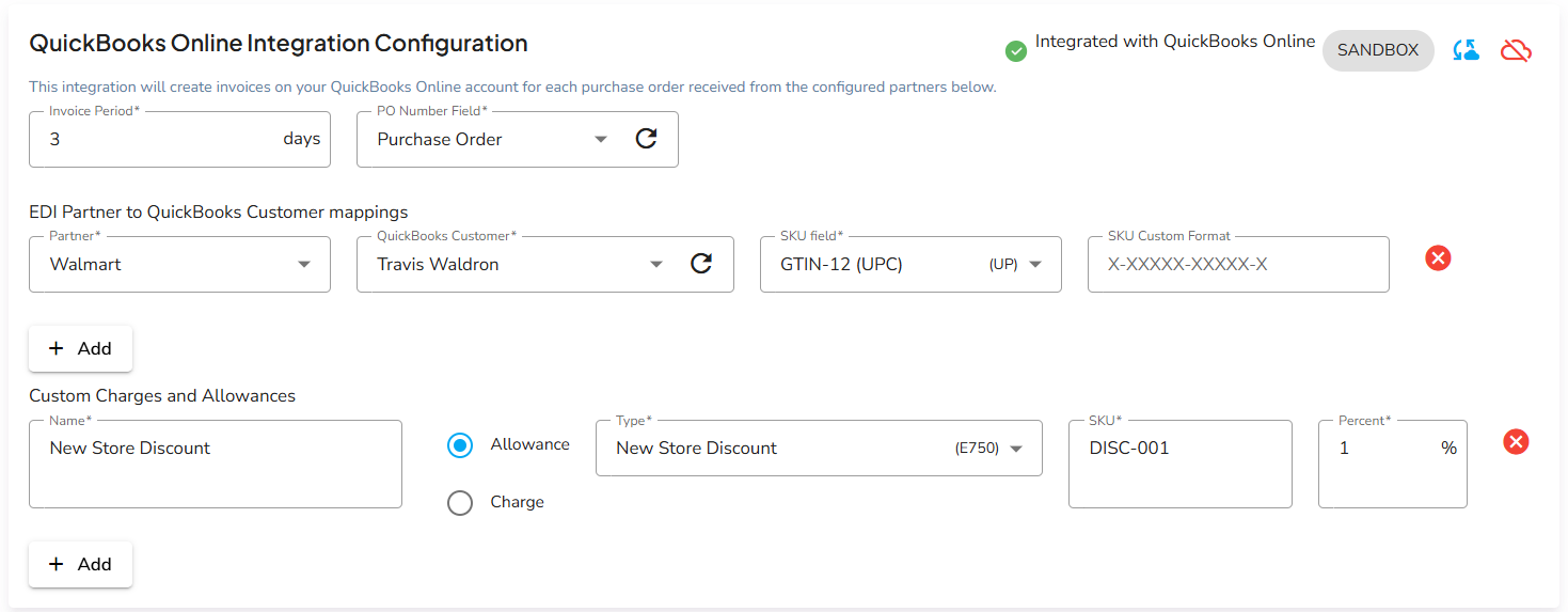 QuickBooks Online Integration Configurations