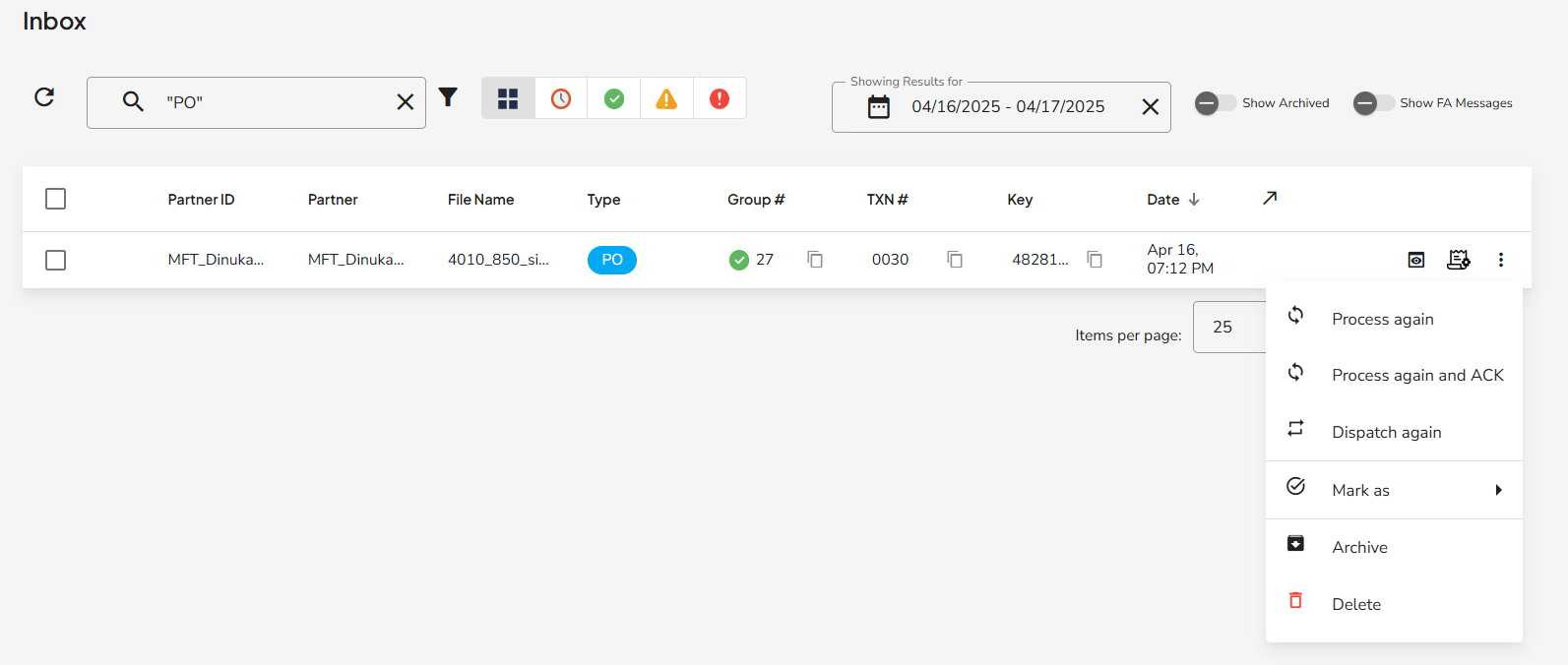 QuickBooks integration dispatch again on Inbox