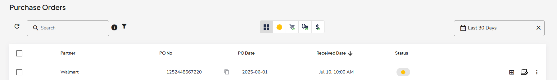Purchase Order List View Purchase Orders List View