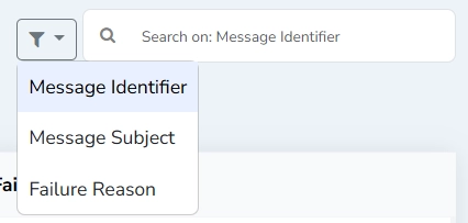 Failed Inbound Messages Table Search Text Box