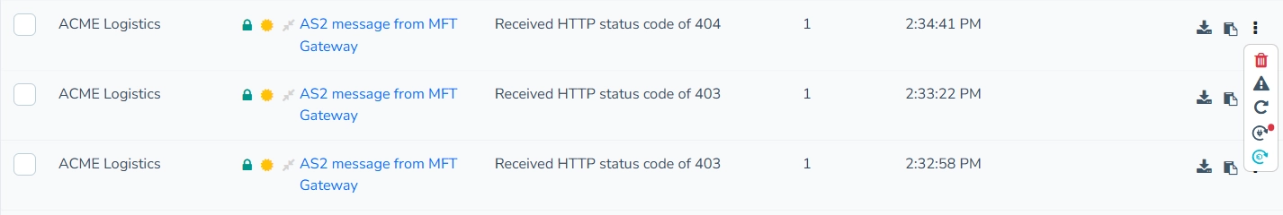 Failed Messages Single Entry Three Dot Menu
