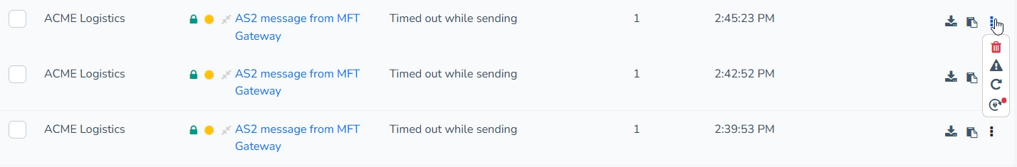 Incomplete Messages Single Entry Three Dot Menu