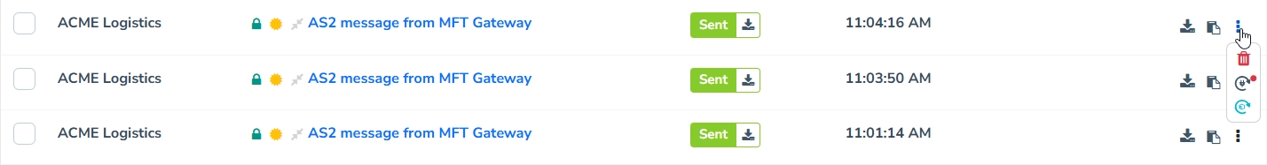 Received Messages Single Entry Three Dot Menu