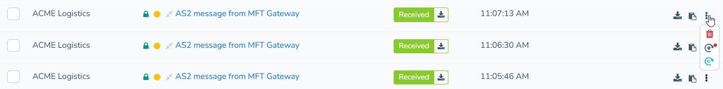 Sent Messages Single Entry Three Dot Menu