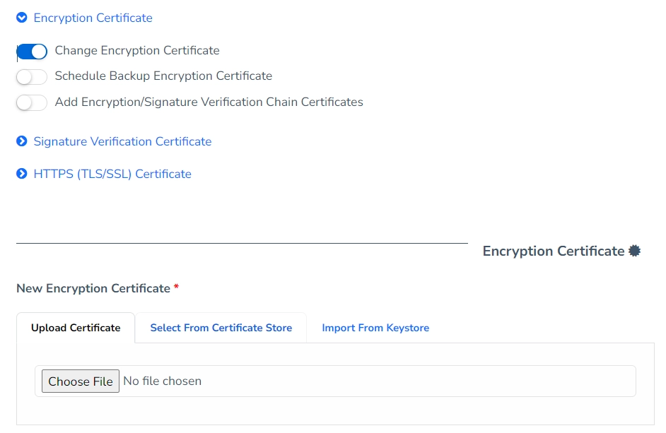 Change Encryption Certificate