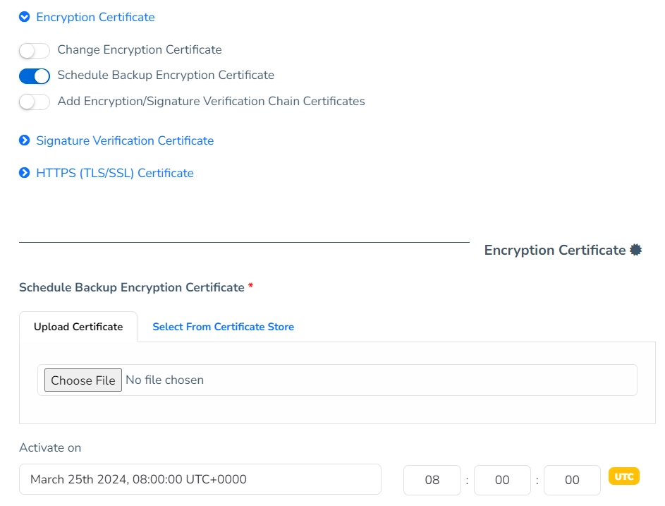 Schedule Encryption Certificate