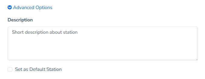 Advance configurations on create station view