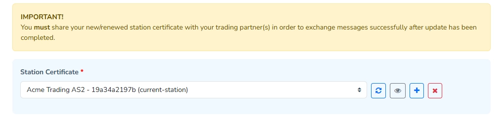 Change Station Certificate