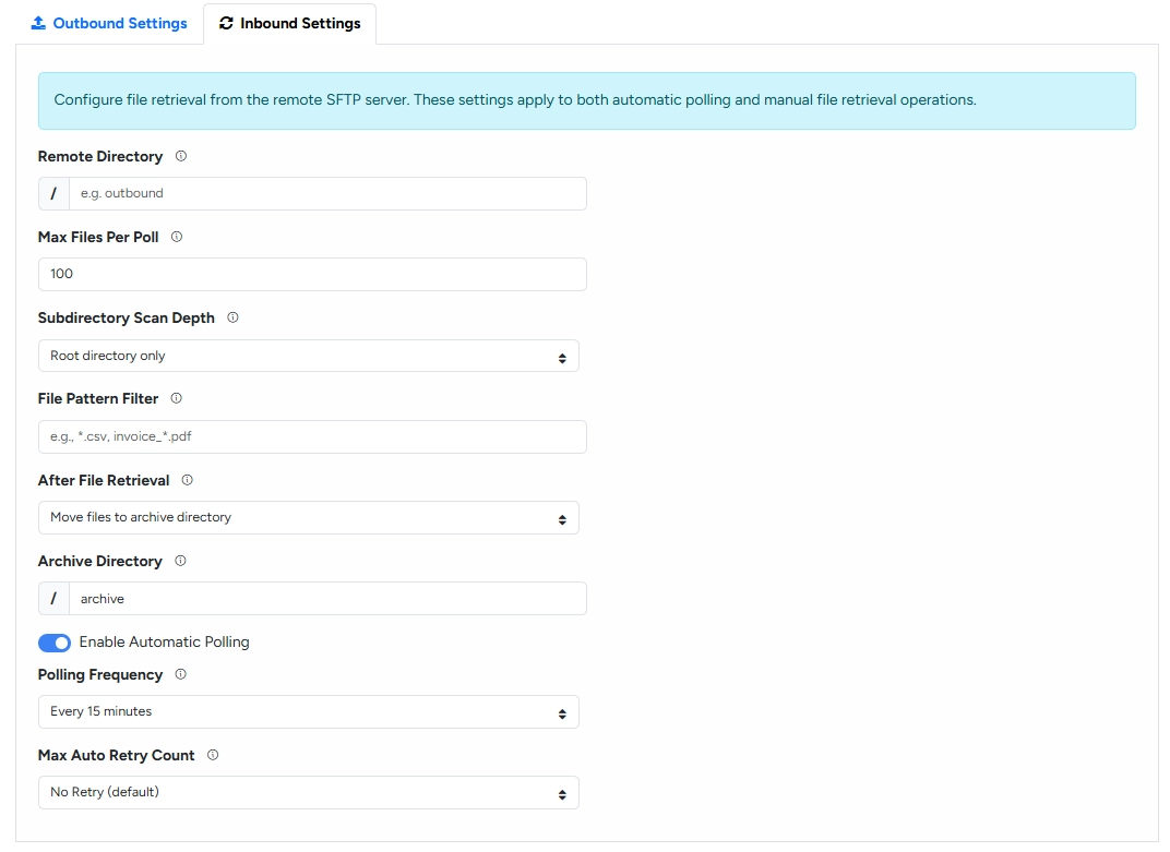 Inbound Settings