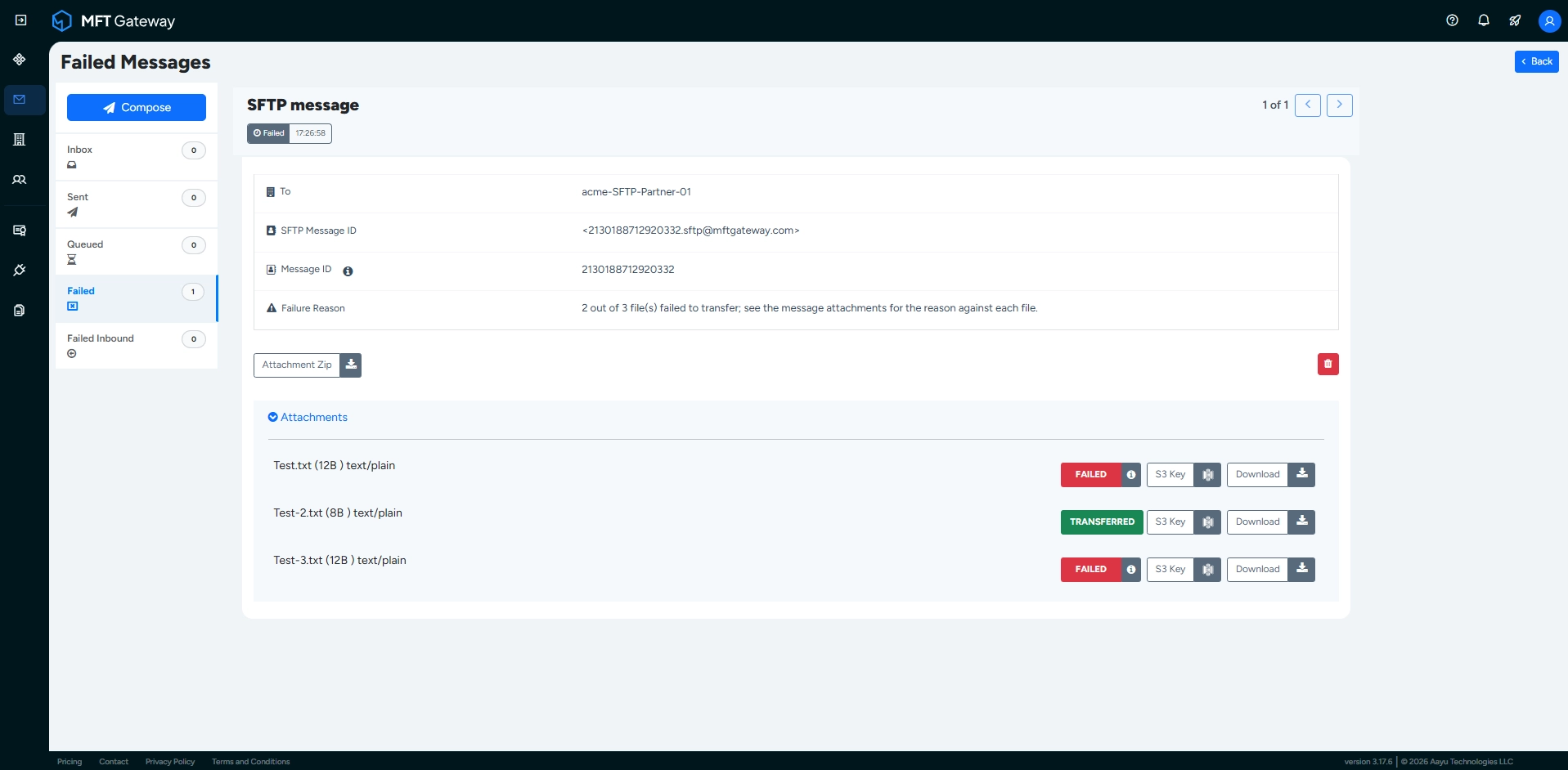 Per-file transfer status