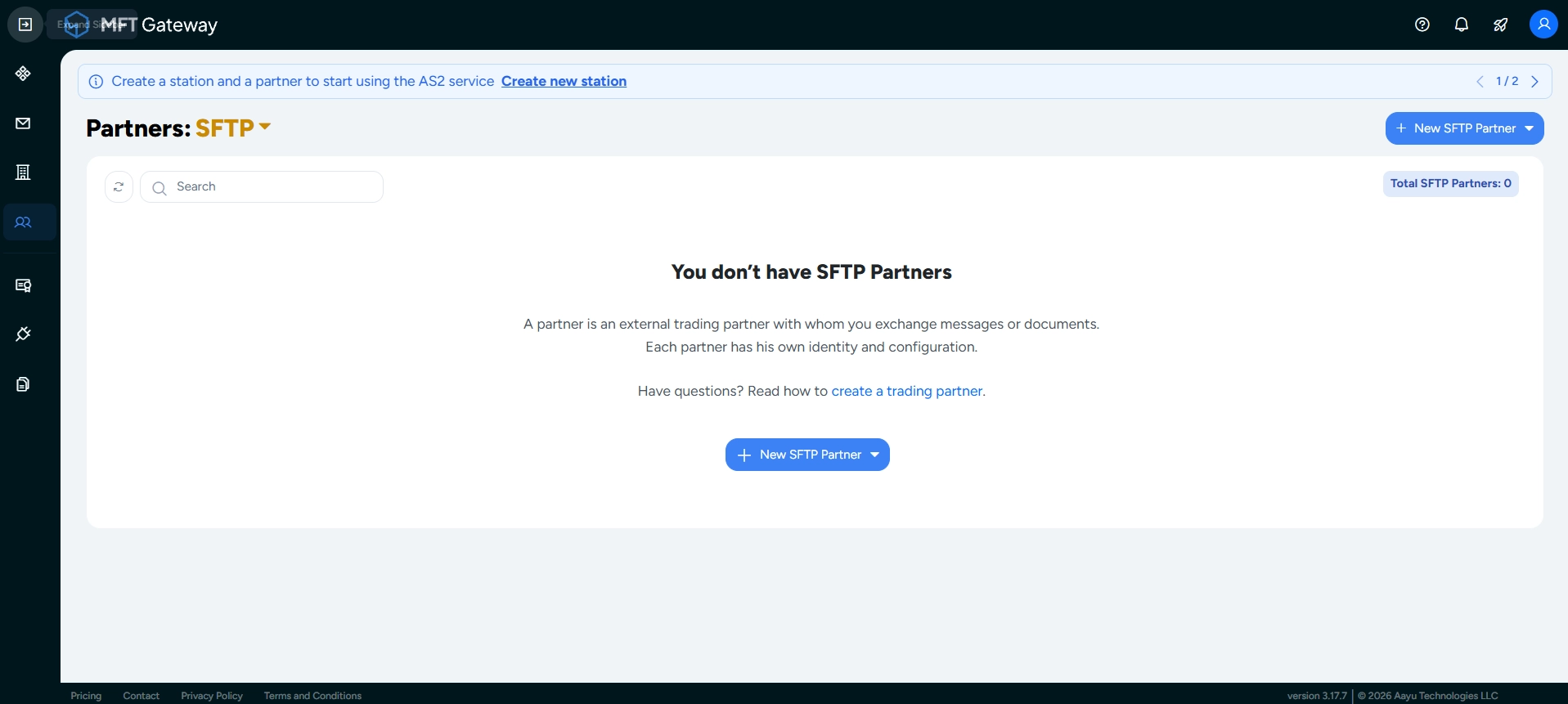 Empty SFTP Partners List View Empty-SFTP-Partners-View