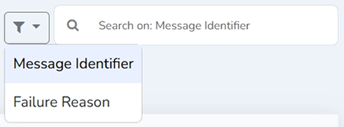 Failed Inbound Messages Table Search Text Box