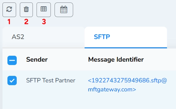 Failed Inbound Messages Table Selected Action Buttons
