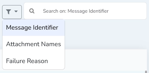 Failed Messages Table Search Text Box