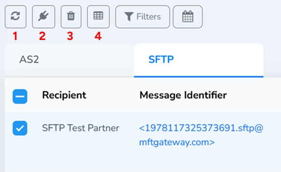 Failed Messages Table Selected Action Buttons