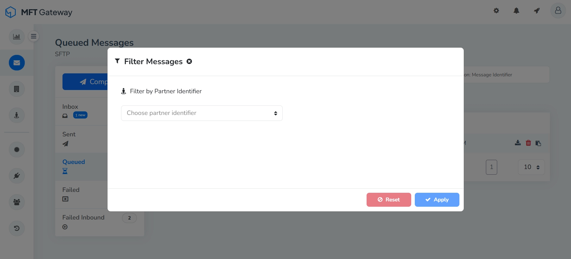 Queued Messages Table Filter By Identifiers