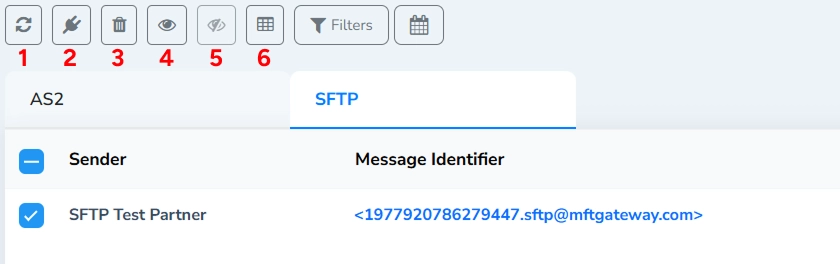 Received Messages Table Selected Action Buttons