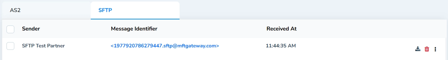 Received Messages Table Single Entry Action Buttons