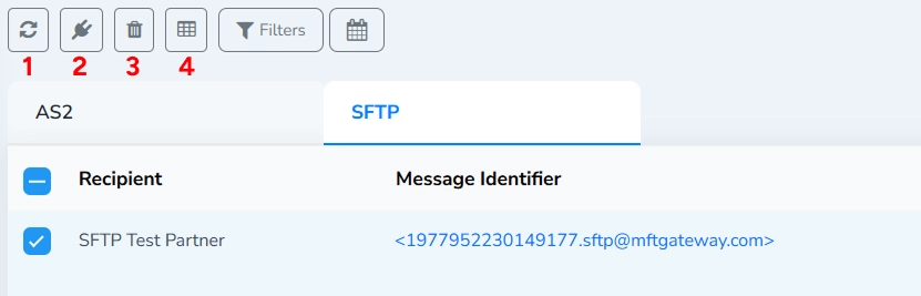 Sent Messages Table Selected Action Buttons
