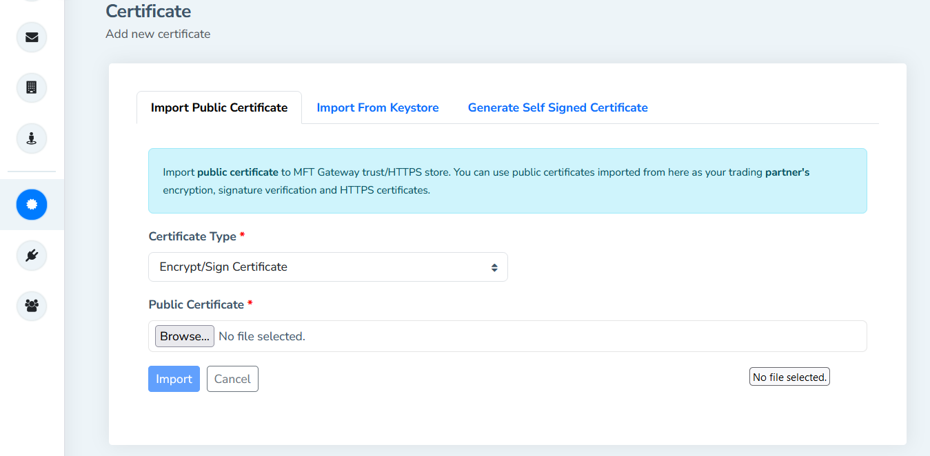 Import Public Certificate