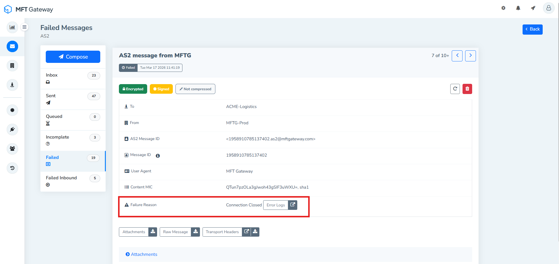 Connection Closed Exception